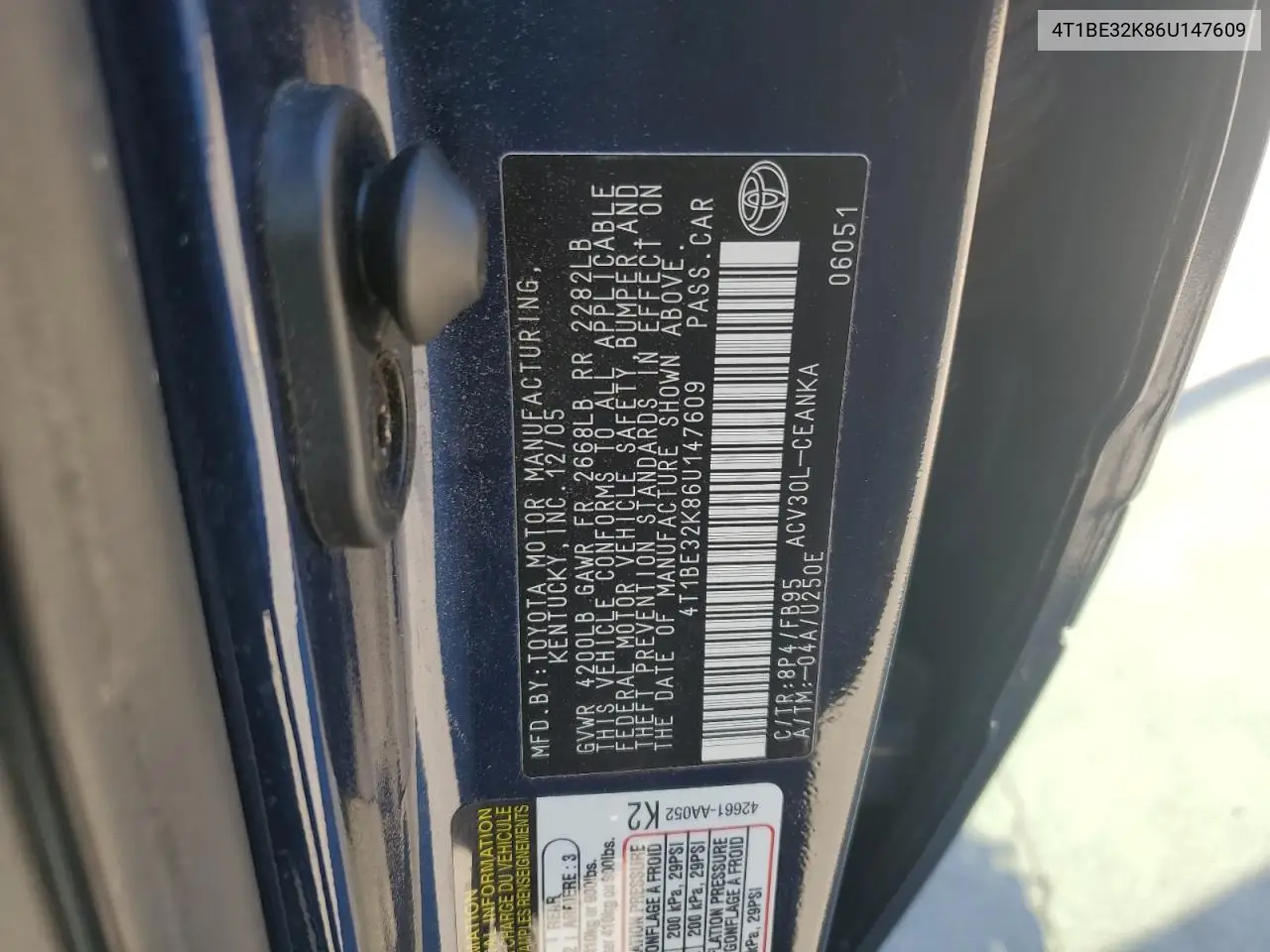 4T1BE32K86U147609 2006 Toyota Camry Le