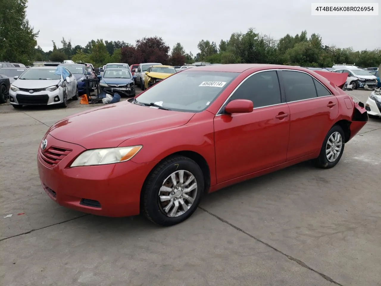 2008 Toyota Camry Ce VIN: 4T4BE46K08R026954 Lot: 65450114