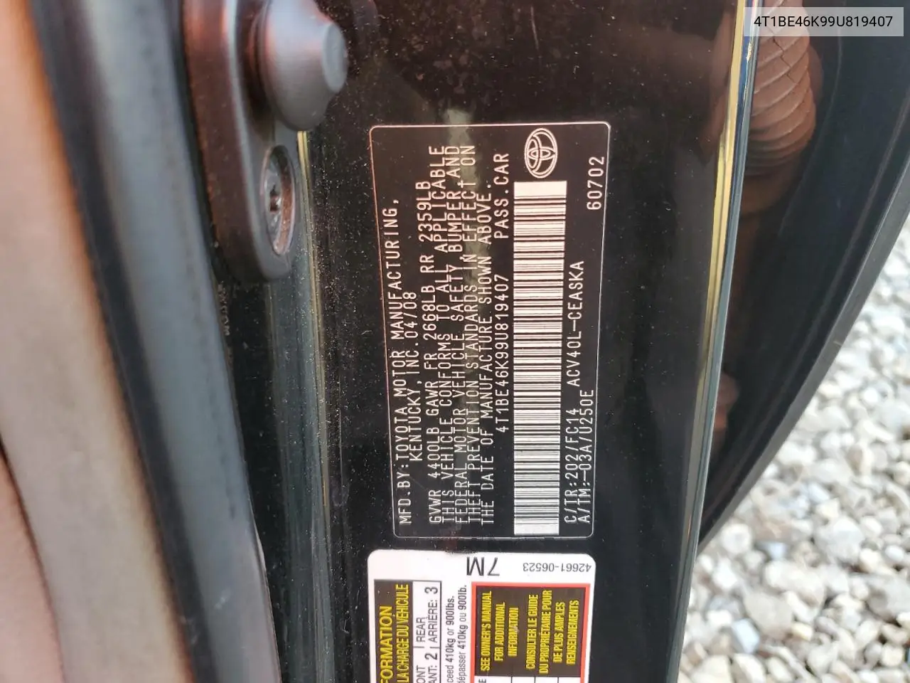 4T1BE46K99U819407 2009 Toyota Camry Base