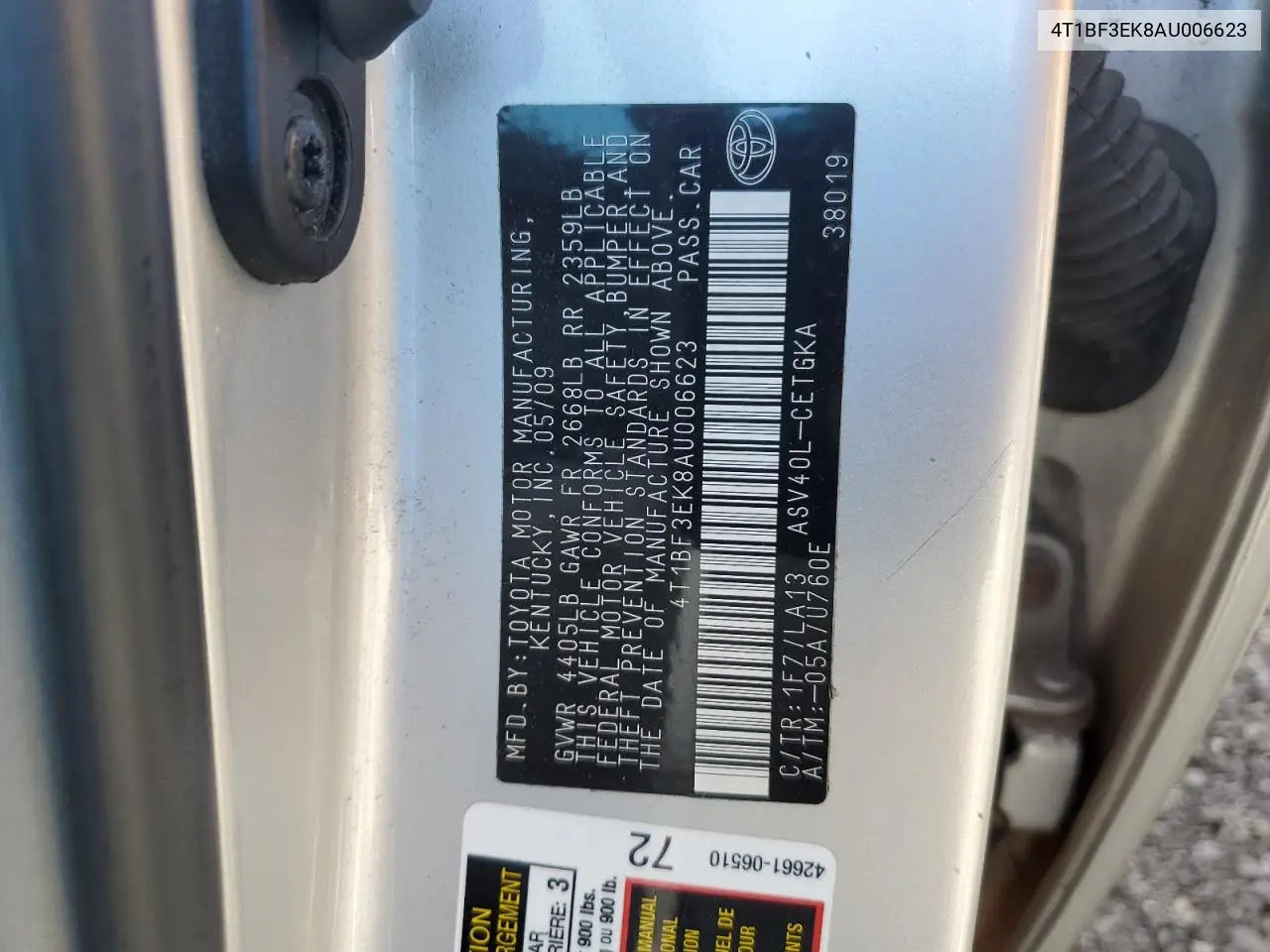 4T1BF3EK8AU006623 2010 Toyota Camry Base
