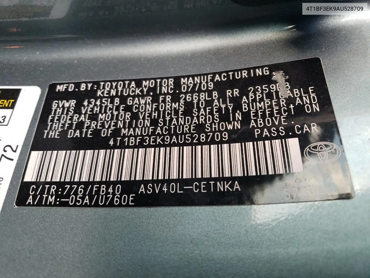 4T1BF3EK9AU528709 2010 Toyota Camry Base