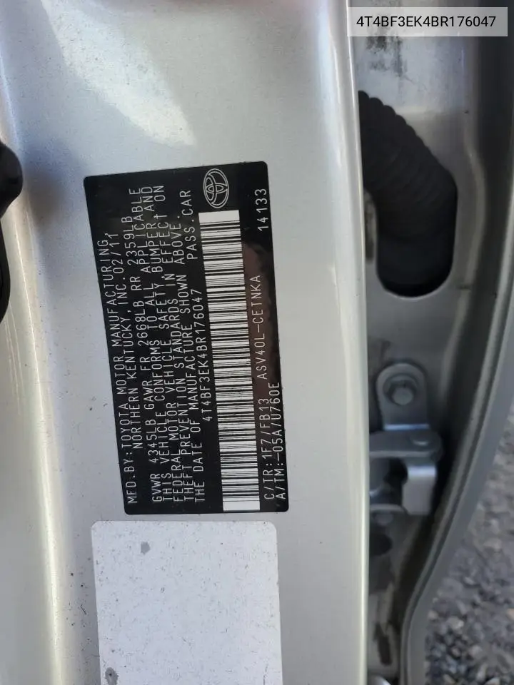 4T4BF3EK4BR176047 2011 Toyota Camry Base