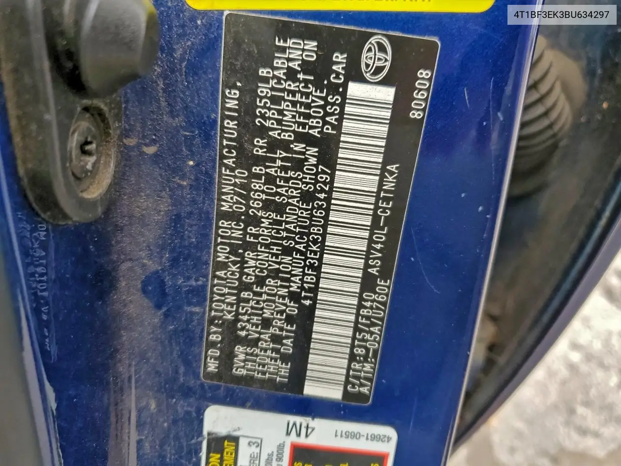 4T1BF3EK3BU634297 2011 Toyota Camry Base