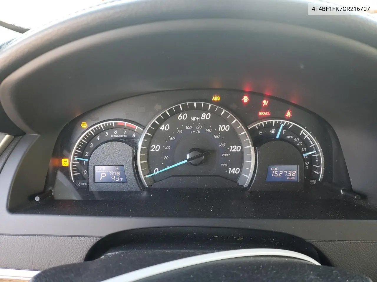 4T4BF1FK7CR216707 2012 Toyota Camry Base