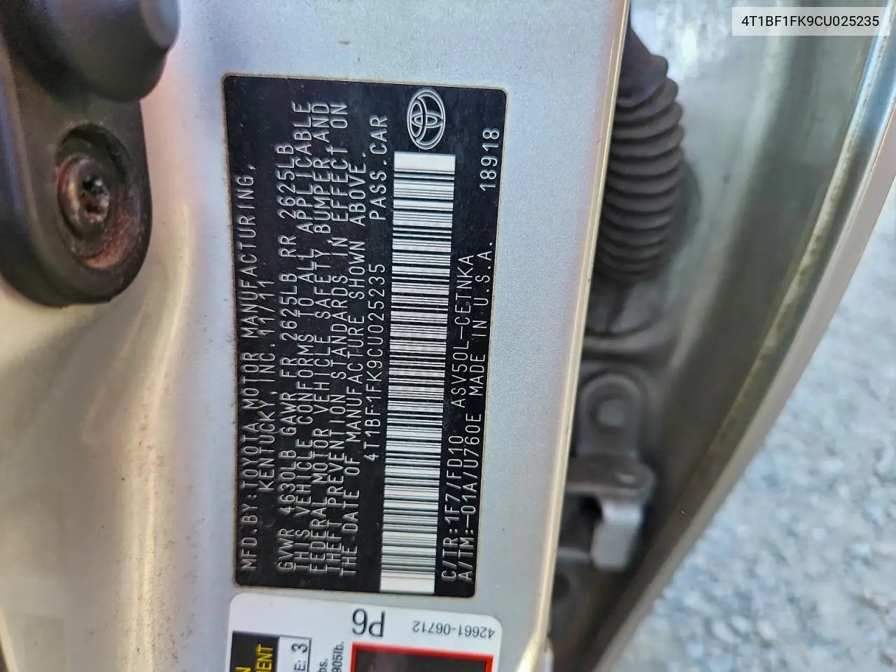 4T1BF1FK9CU025235 2012 Toyota Camry Base