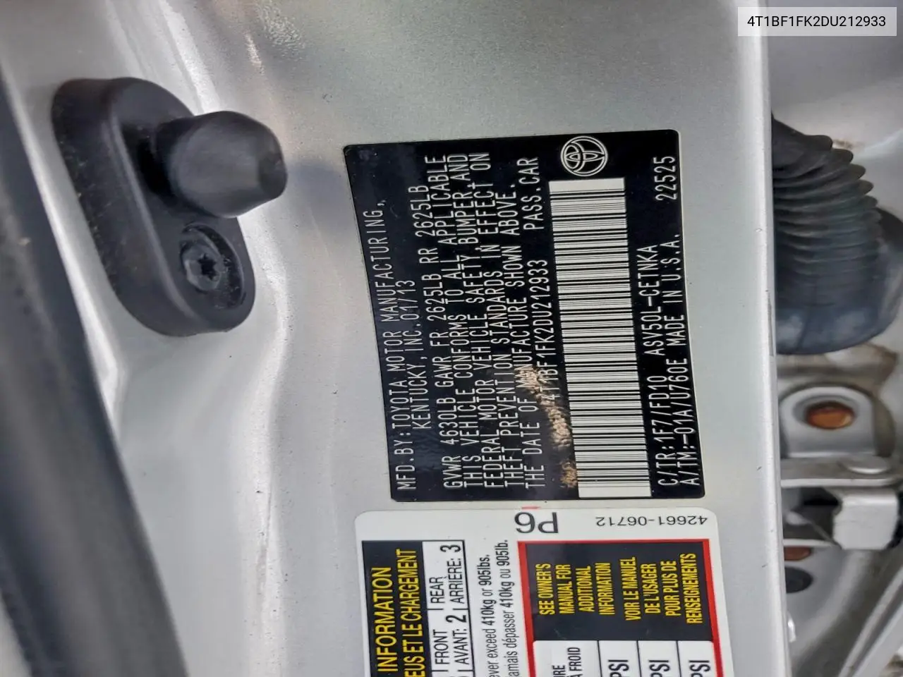 4T1BF1FK2DU212933 2013 Toyota Camry L