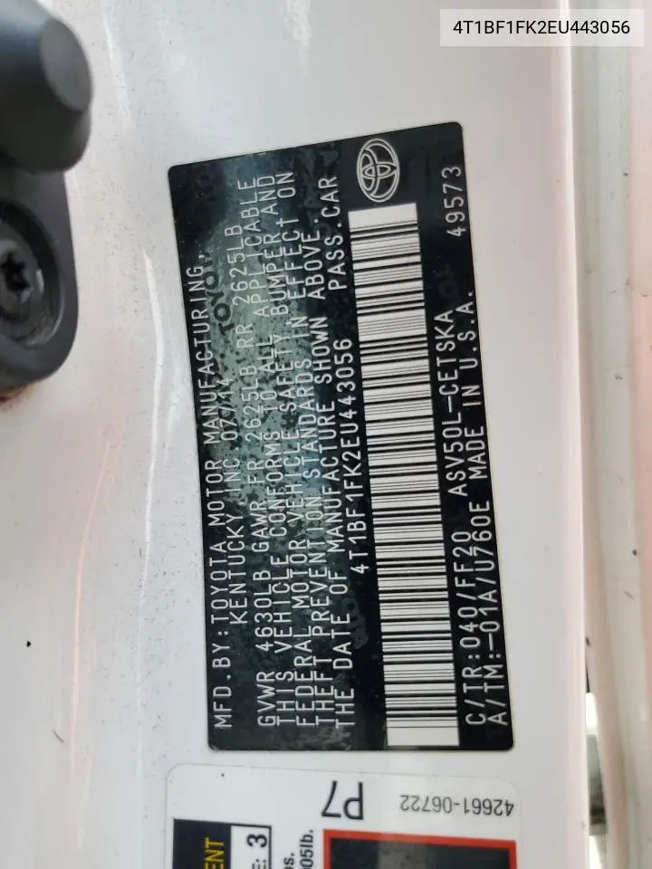 4T1BF1FK2EU443056 2014 Toyota Camry L
