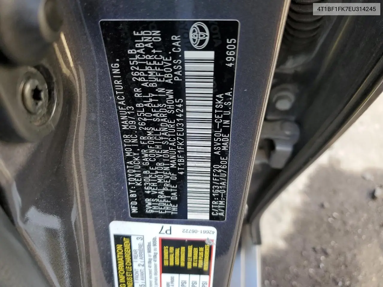 4T1BF1FK7EU314245 2014 Toyota Camry L