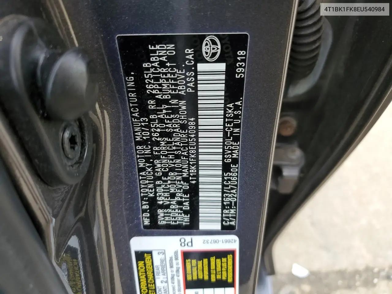 4T1BK1FK8EU540984 2014 Toyota Camry Se