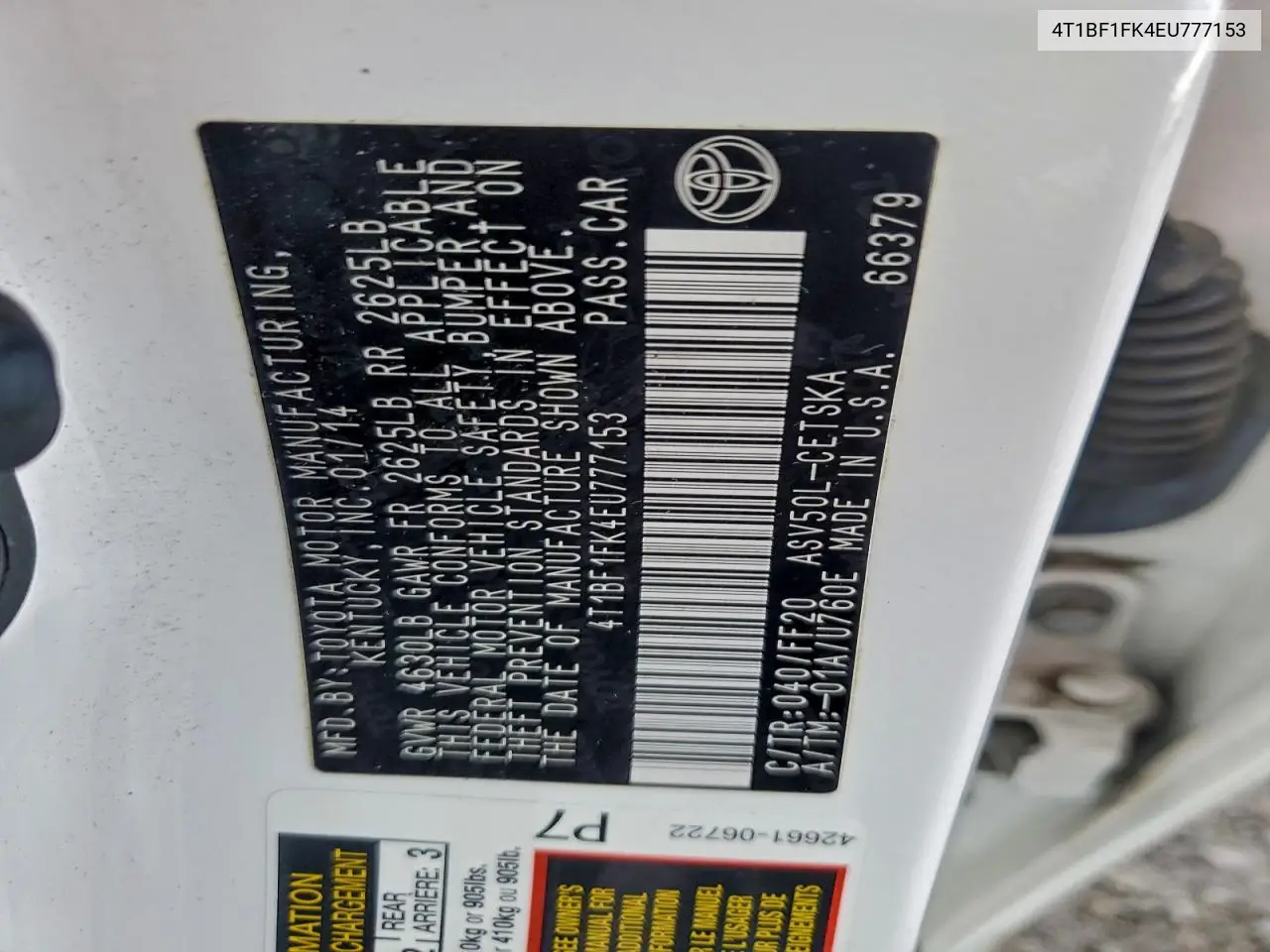 4T1BF1FK4EU777153 2014 Toyota Camry L