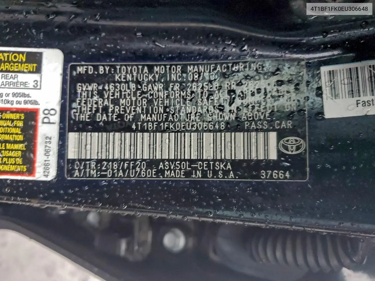 4T1BF1FK0EU306648 2014 Toyota Camry L