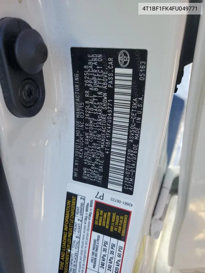 4T1BF1FK4FU049771 2015 Toyota Camry Le