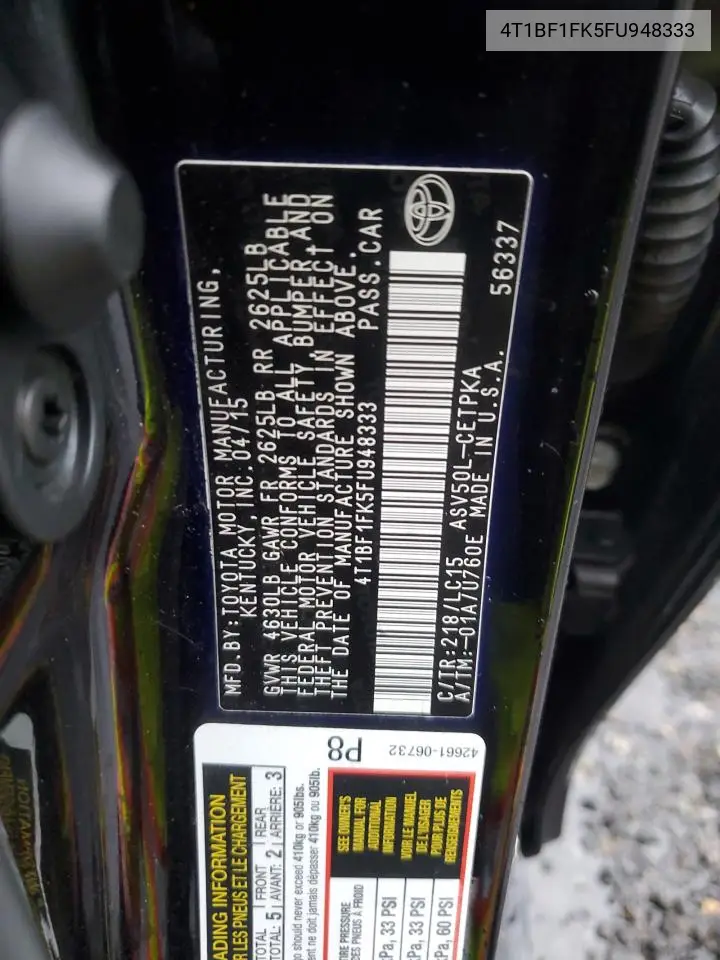 4T1BF1FK5FU948333 2015 Toyota Camry Le