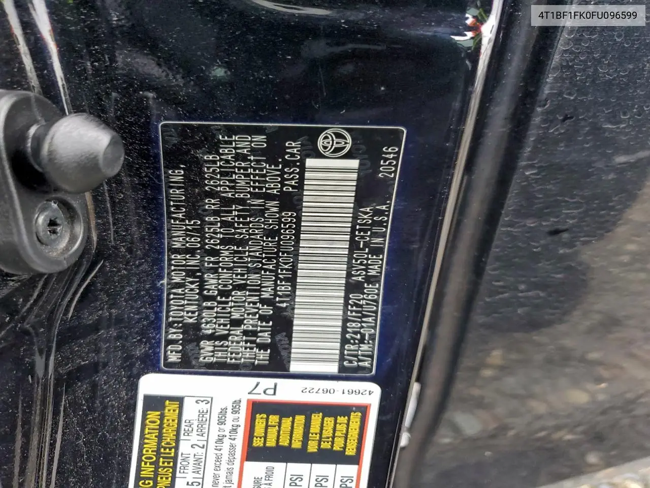 4T1BF1FK0FU096599 2015 Toyota Camry Le