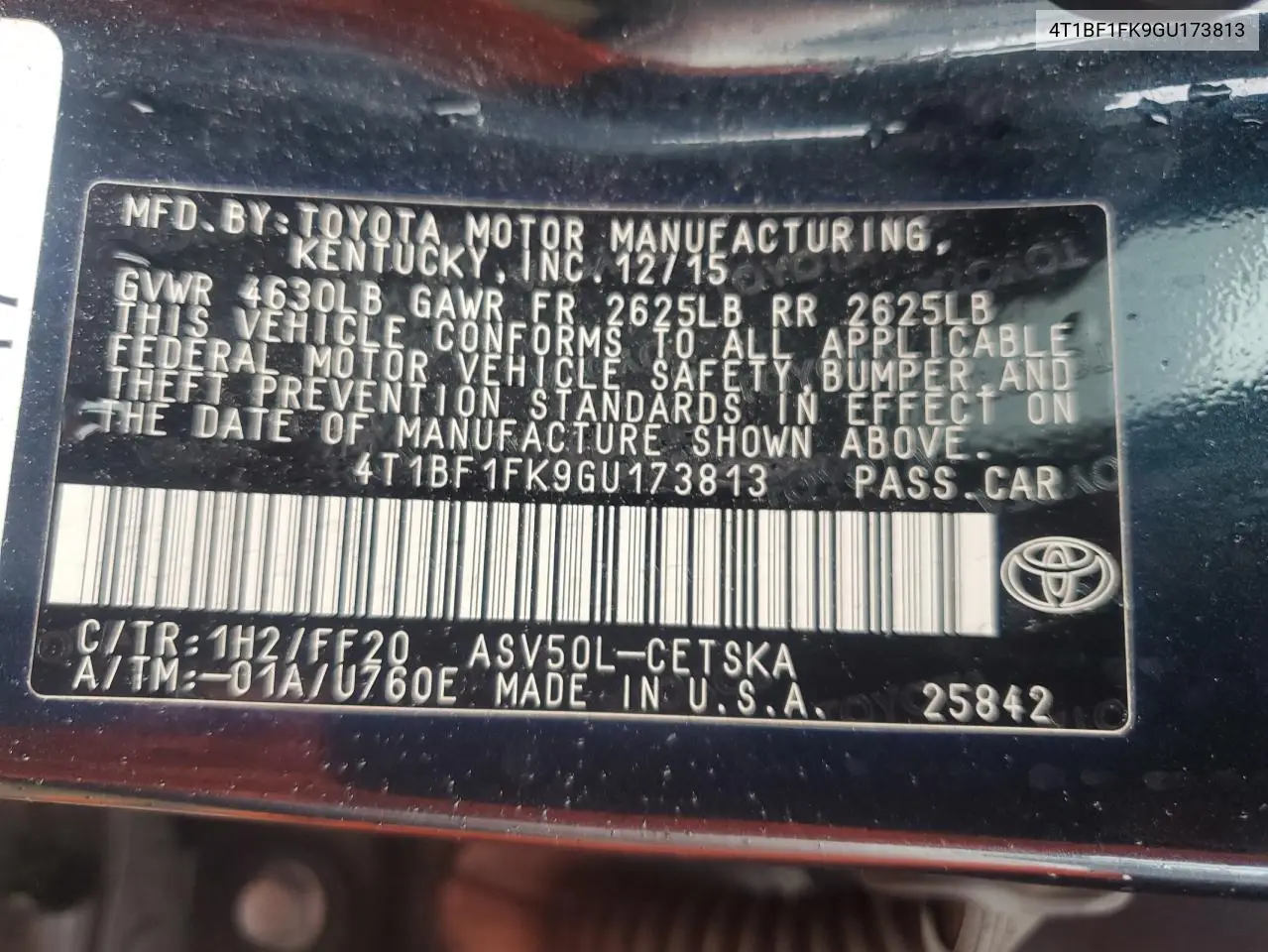4T1BF1FK9GU173813 2016 Toyota Camry Le