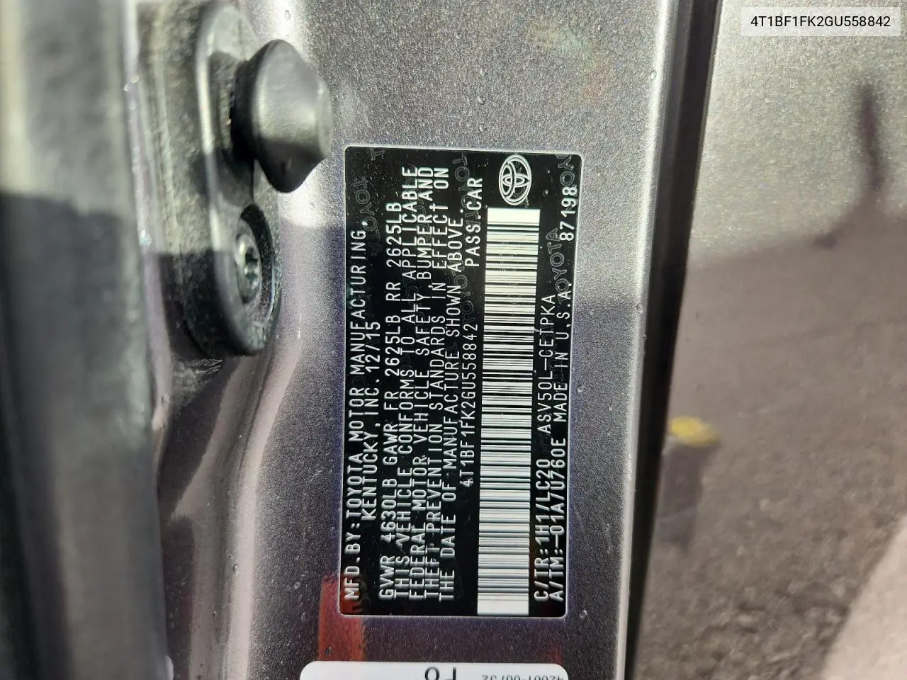 4T1BF1FK2GU558842 2016 Toyota Camry Le