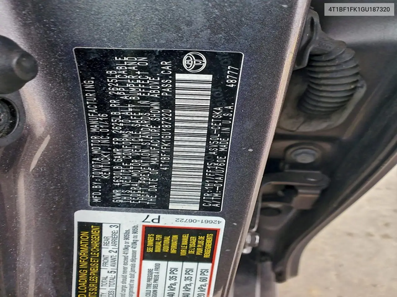 4T1BF1FK1GU187320 2016 Toyota Camry Le