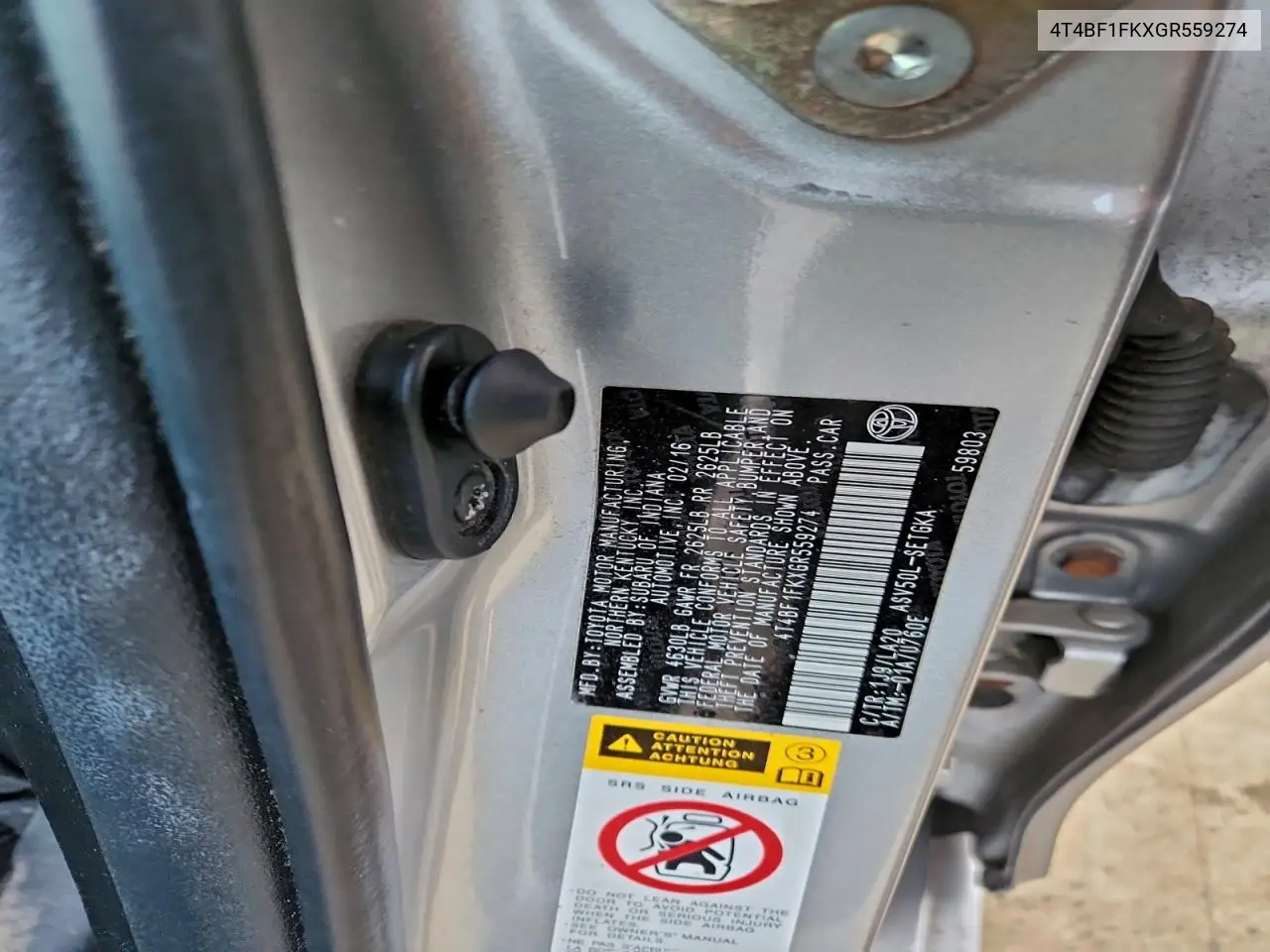 4T4BF1FKXGR559274 2016 Toyota Camry Le