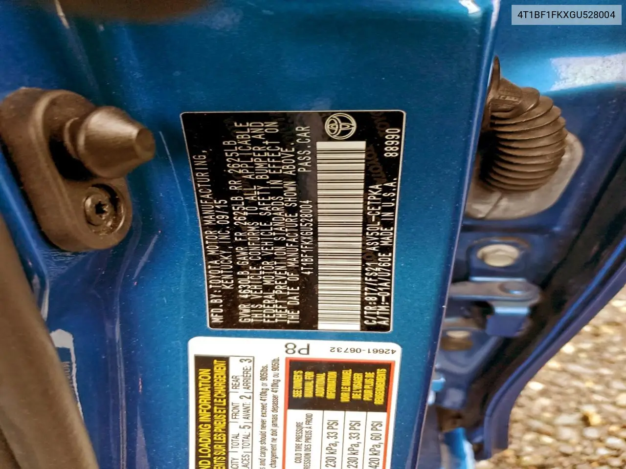 4T1BF1FKXGU528004 2016 Toyota Camry Le