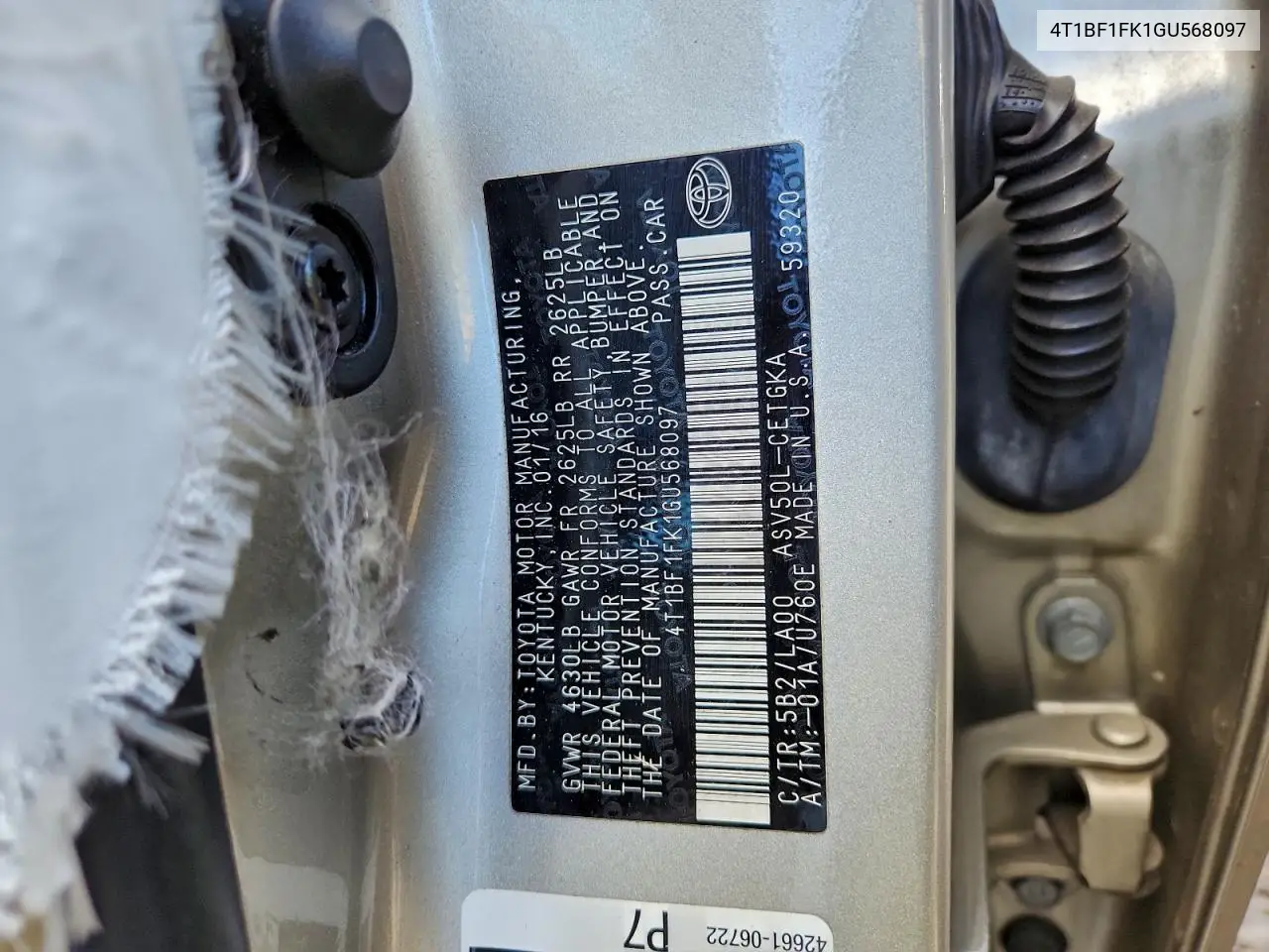 4T1BF1FK1GU568097 2016 Toyota Camry