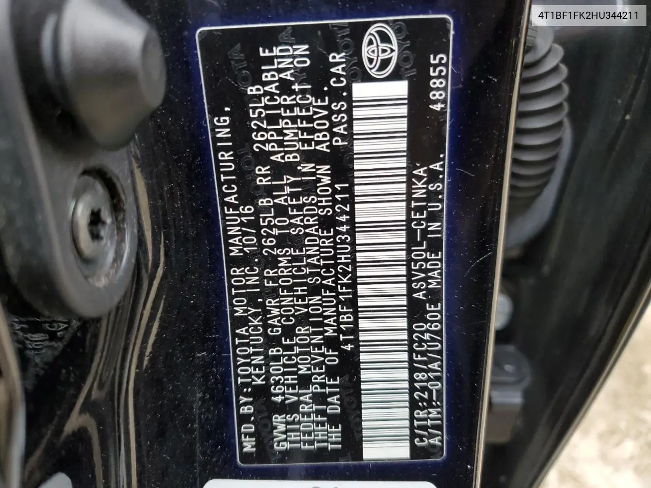 4T1BF1FK2HU344211 2017 Toyota Camry Le