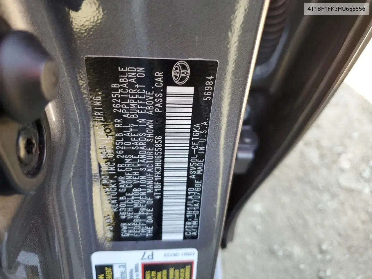 4T1BF1FK3HU655856 2017 Toyota Camry Le