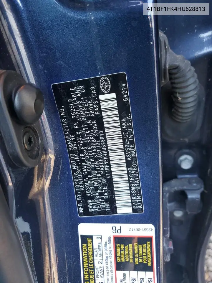 4T1BF1FK4HU628813 2017 Toyota Camry Le