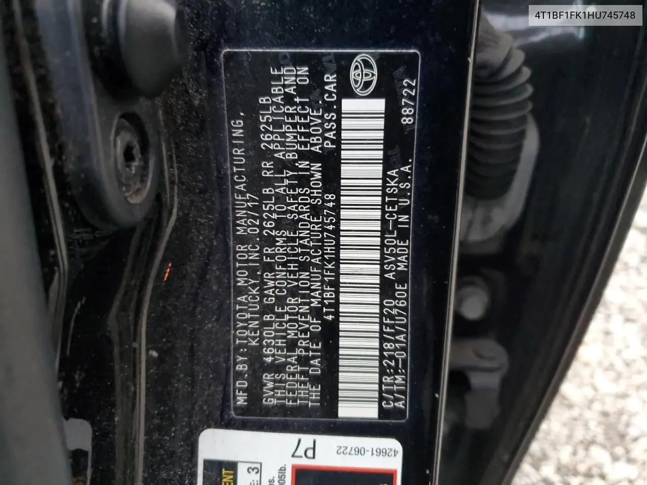 4T1BF1FK1HU745748 2017 Toyota Camry Le