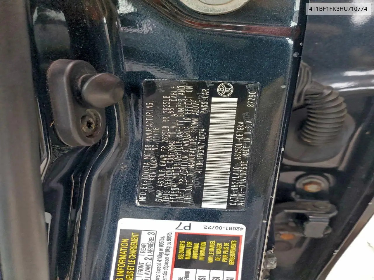 4T1BF1FK3HU710774 2017 Toyota Camry Le
