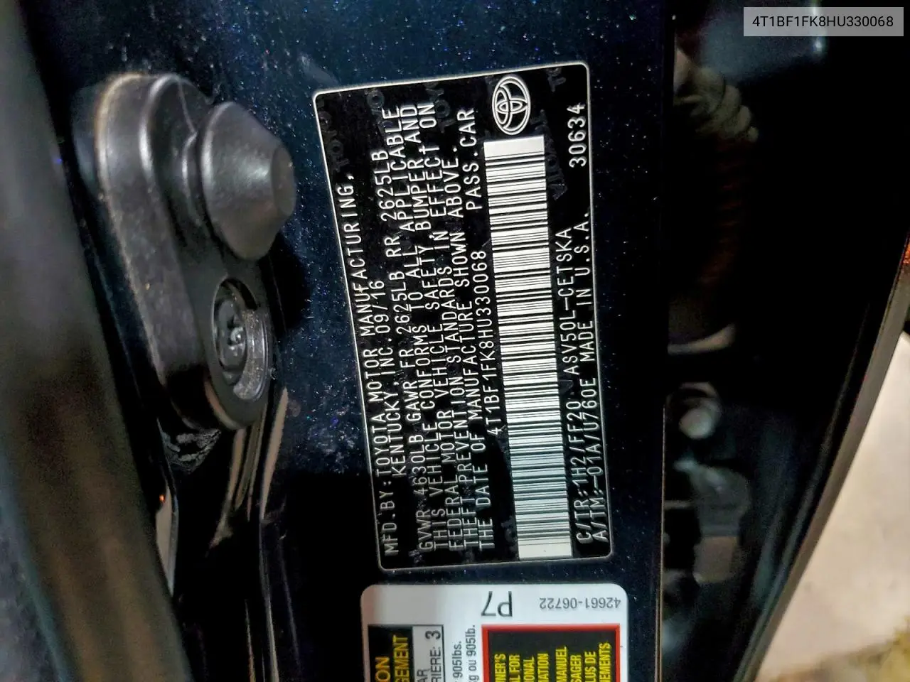 4T1BF1FK8HU330068 2017 Toyota Camry Le