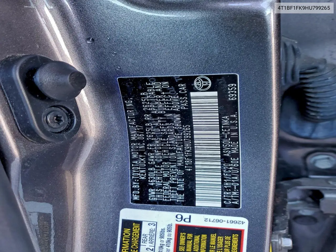 4T1BF1FK9HU799265 2017 Toyota Camry Le