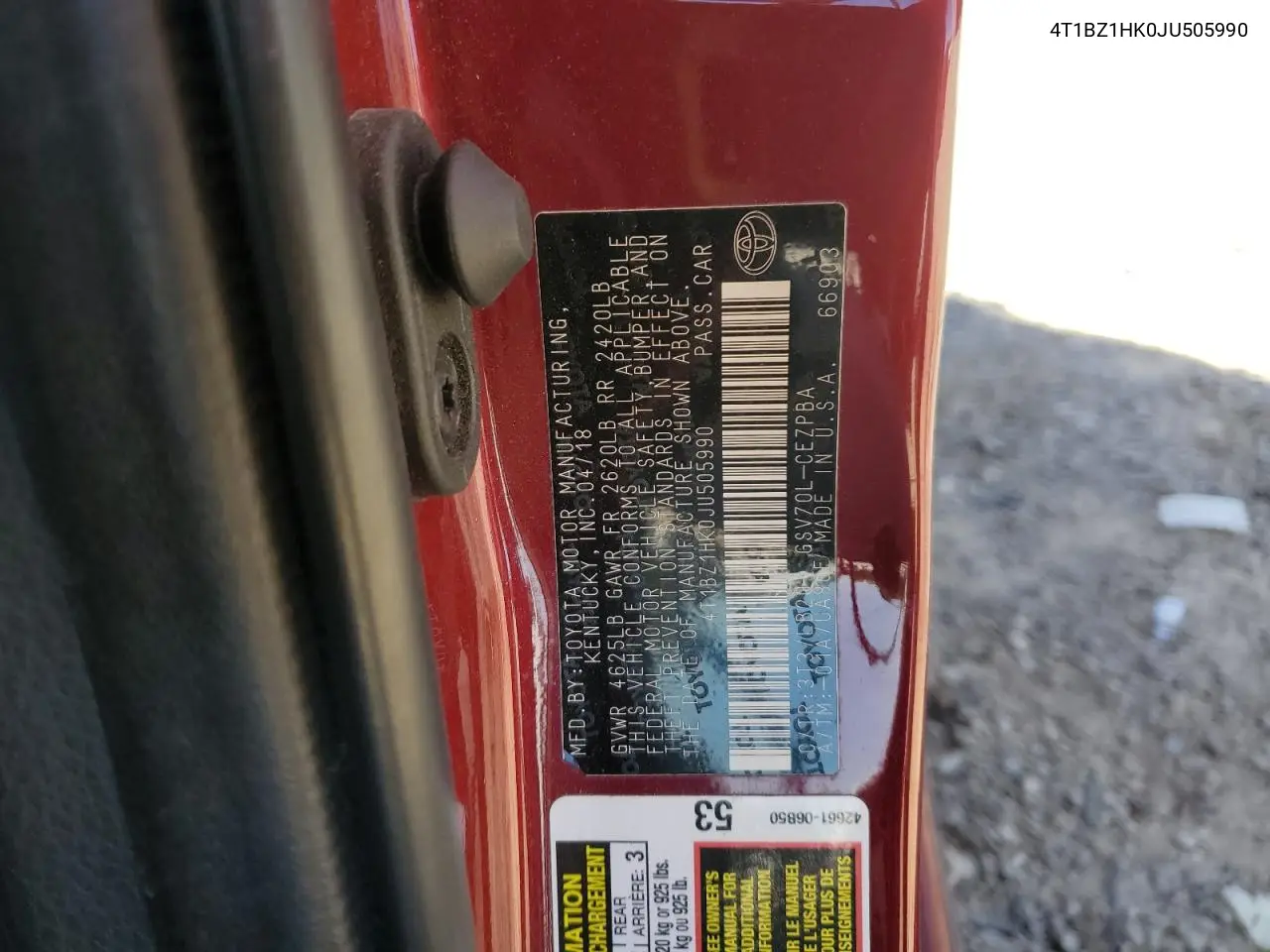 4T1BZ1HK0JU505990 2018 Toyota Camry Xse