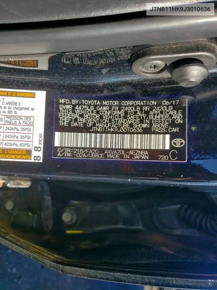 JTNB11HK9J3010636 2018 Toyota Camry L