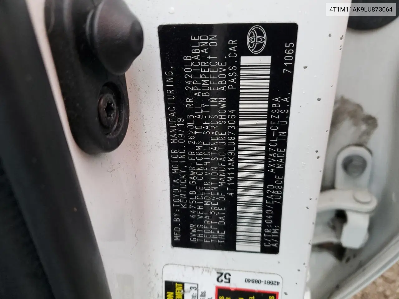 4T1M11AK9LU873064 2020 Toyota Camry Se
