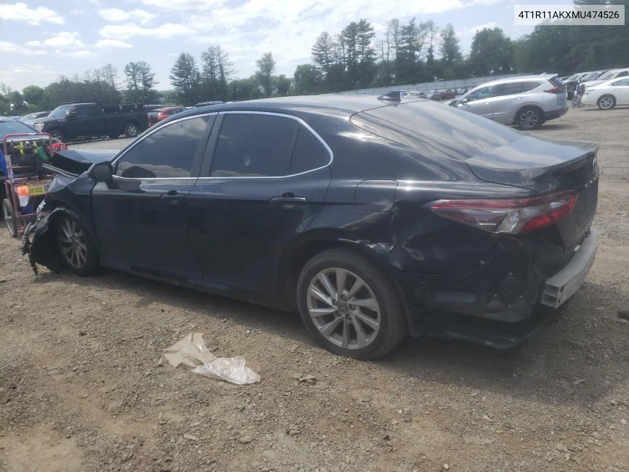 2021 Toyota Camry Le VIN: 4T1R11AKXMU474526 Lot: 57374634