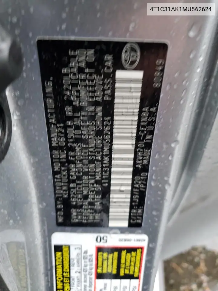 4T1C31AK1MU562624 2021 Toyota Camry Le