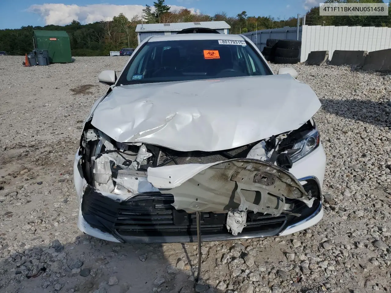 4T1F11BK4NU051458 2022 Toyota Camry Xle
