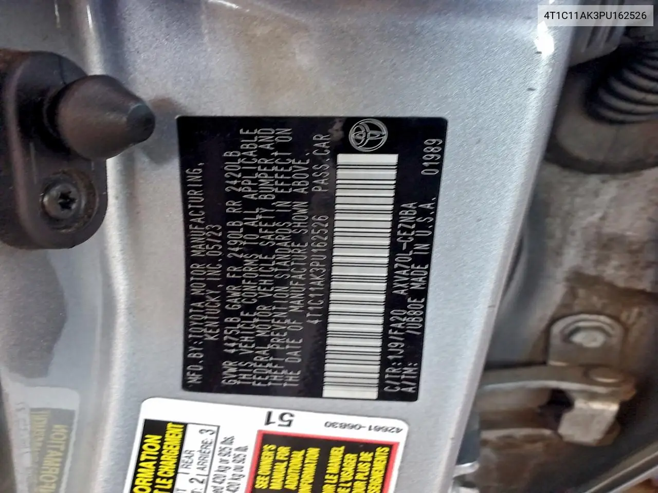 4T1C11AK3PU162526 2023 Toyota Camry Le