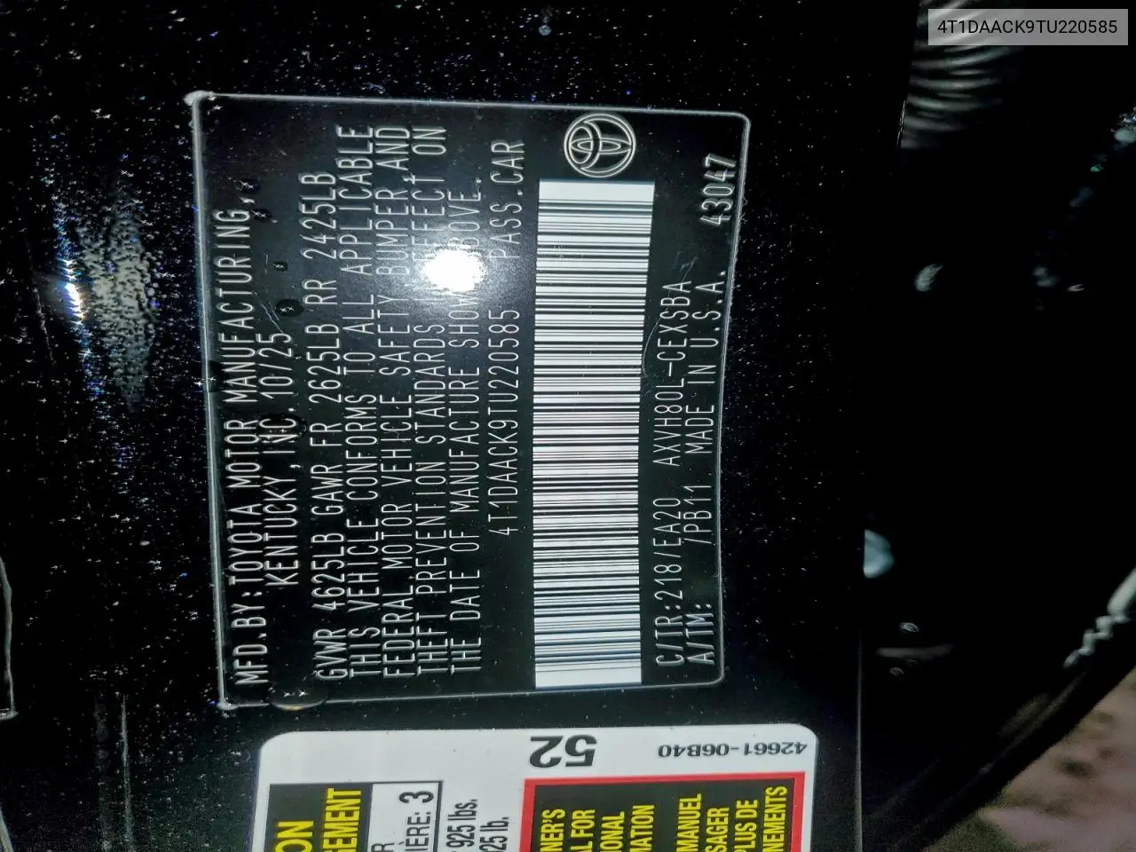 4T1DAACK9TU220585 2026 Toyota Camry Xse