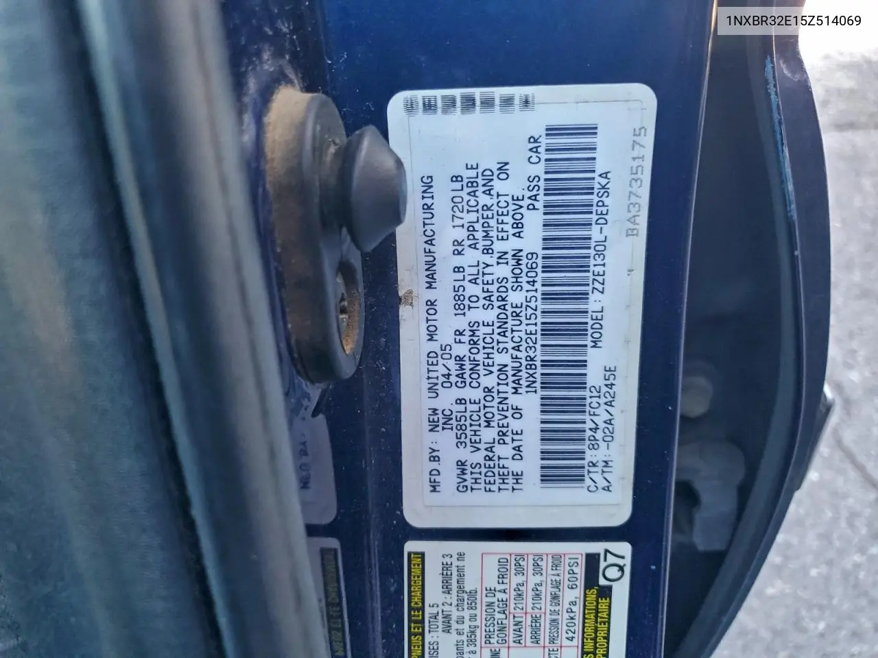 1NXBR32E15Z514069 2005 Toyota Corolla Ce