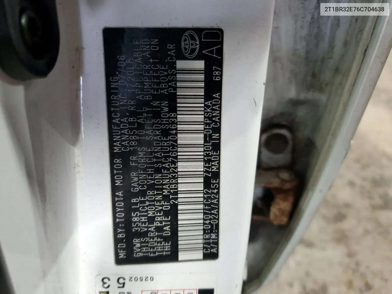 2T1BR32E76C704638 2006 Toyota Corolla Ce