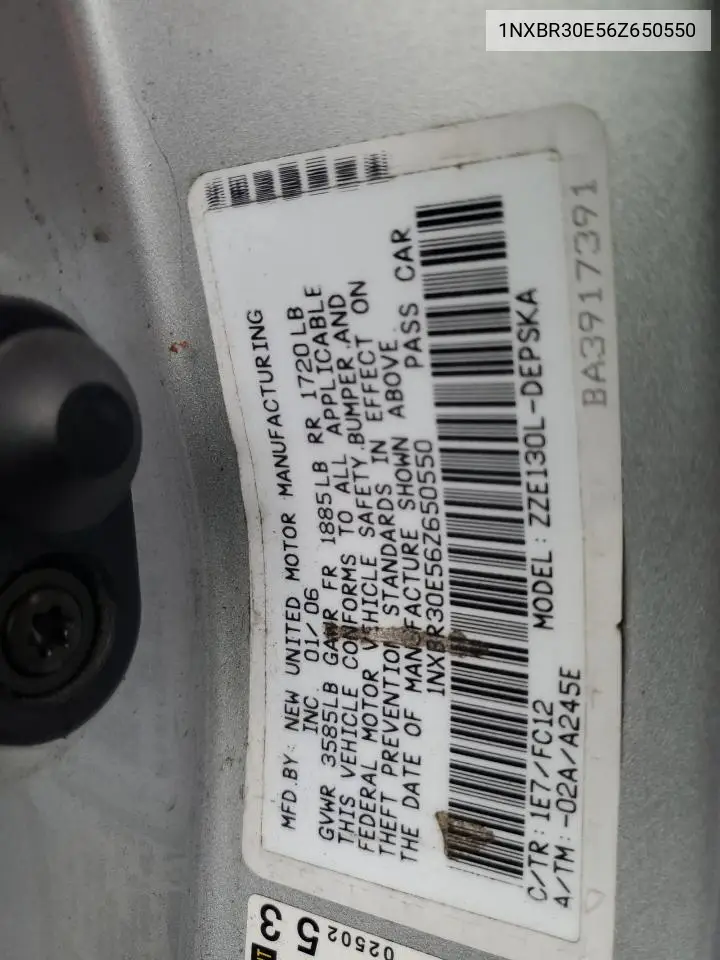 1NXBR30E56Z650550 2006 Toyota Corolla Ce