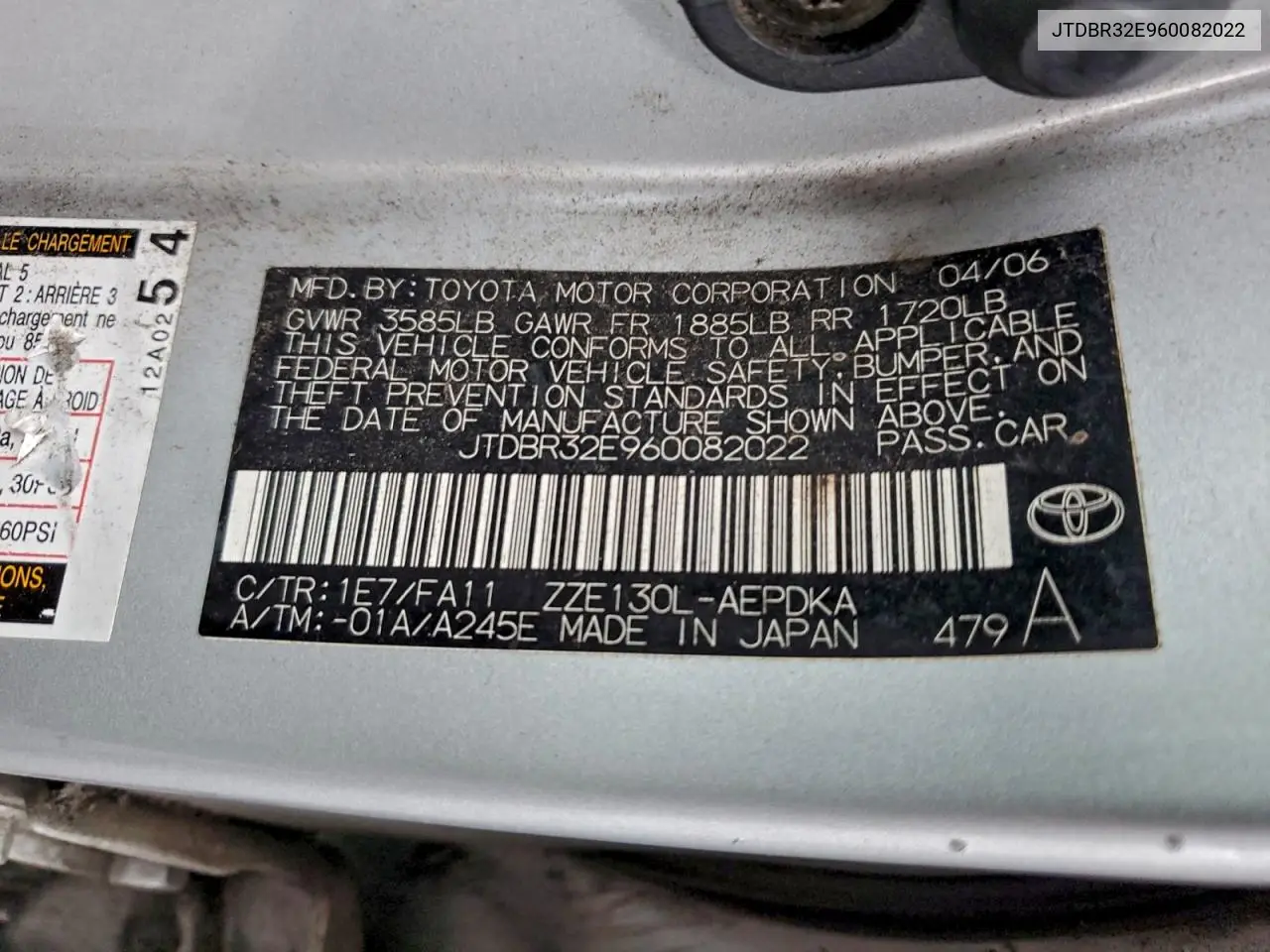 JTDBR32E960082022 2006 Toyota Corolla Ce