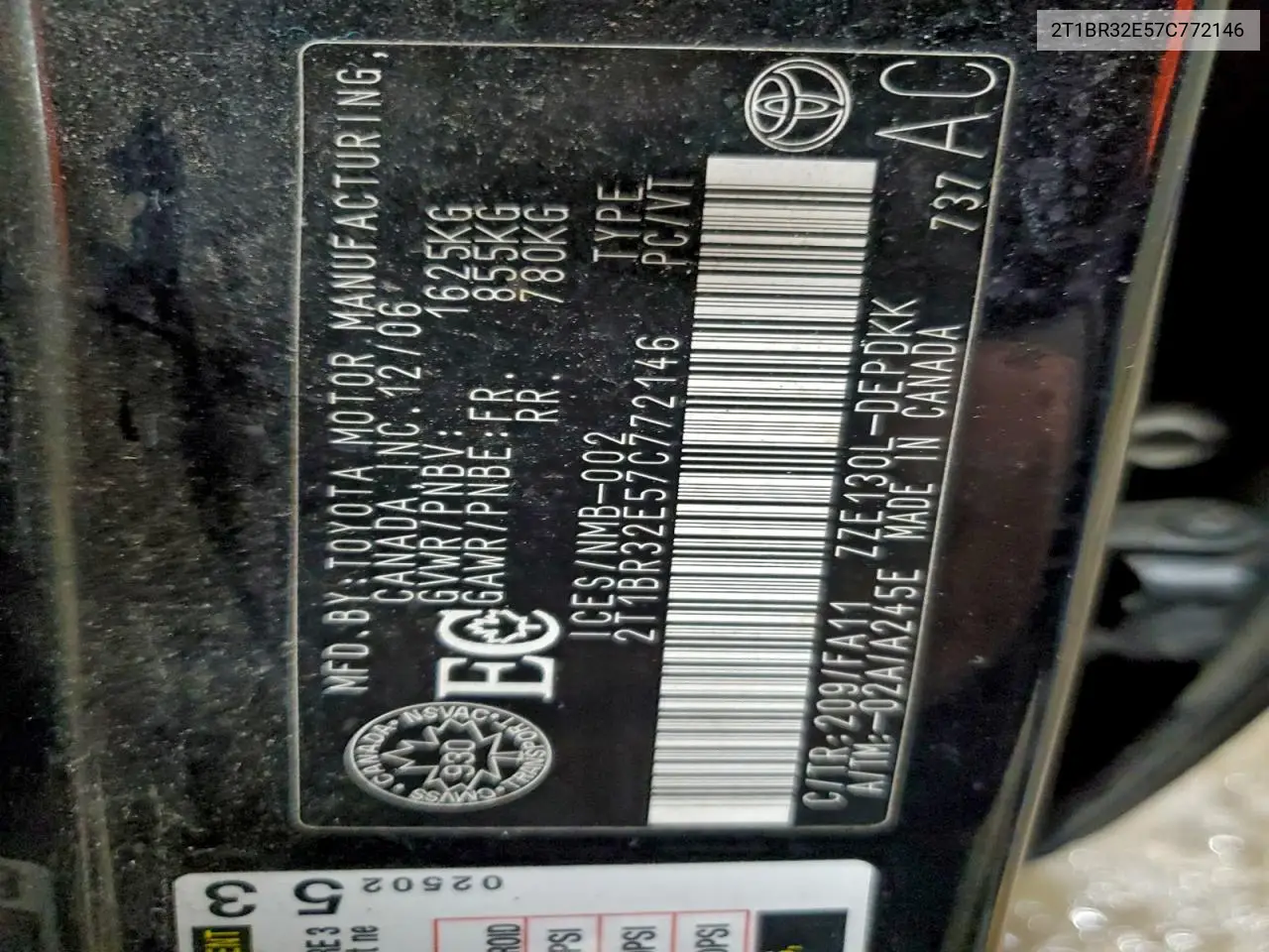 2T1BR32E57C772146 2007 Toyota Corolla Ce