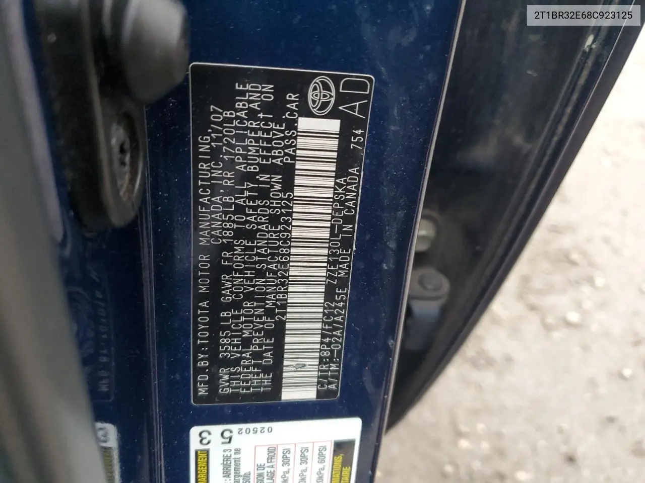 2T1BR32E68C923125 2008 Toyota Corolla Ce