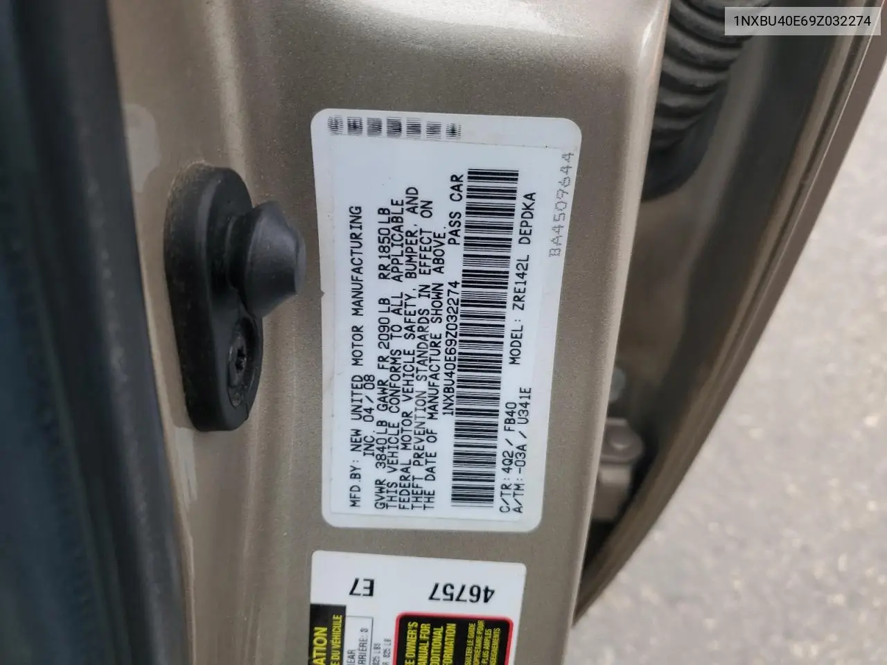 1NXBU40E69Z032274 2009 Toyota Corolla Base