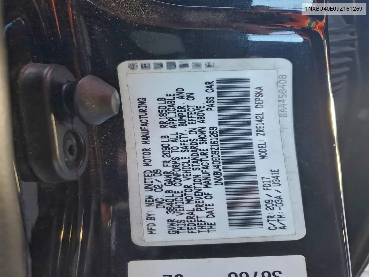 1NXBU40E09Z161269 2009 Toyota Corolla Base