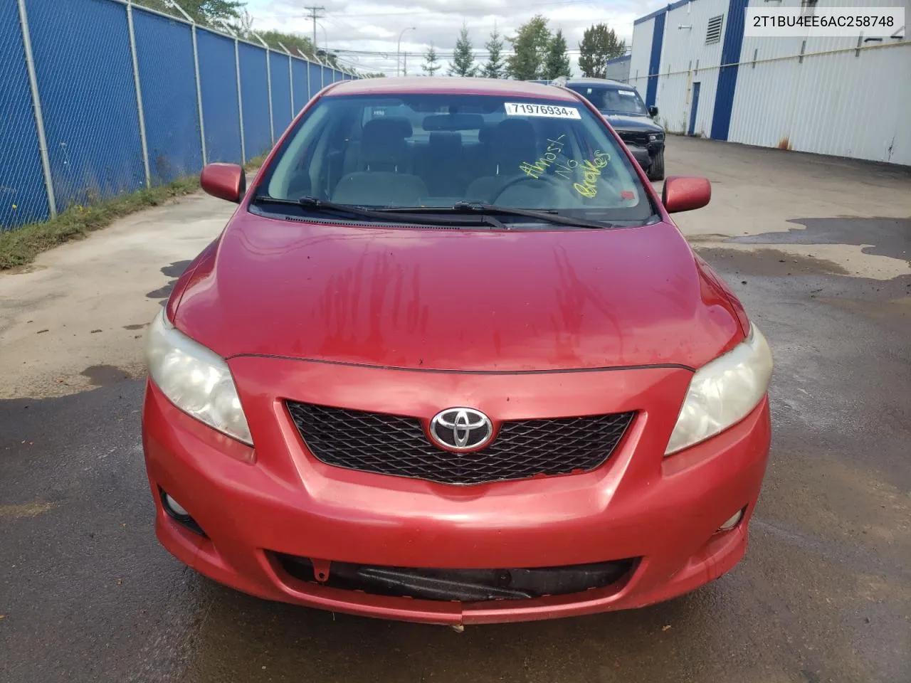 2010 Toyota Corolla Base VIN: 2T1BU4EE6AC258748 Lot: 71976934