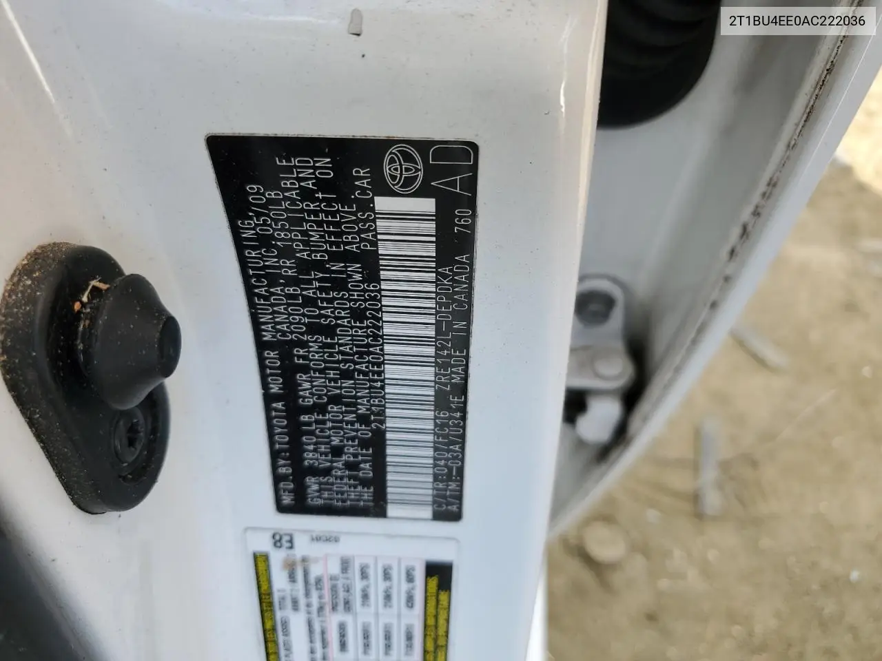 2T1BU4EE0AC222036 2010 Toyota Corolla Base