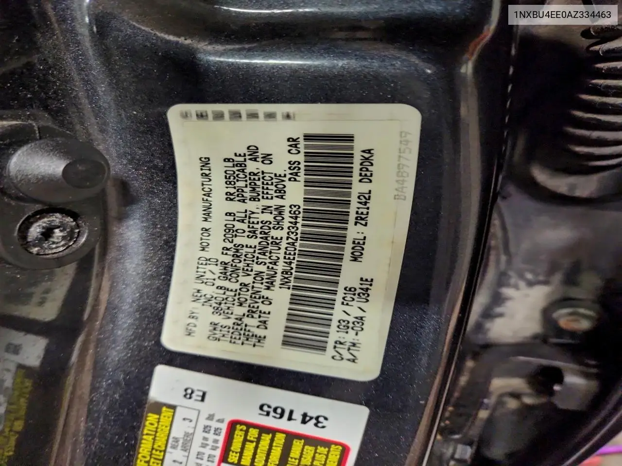 1NXBU4EE0AZ334463 2010 Toyota Corolla Base